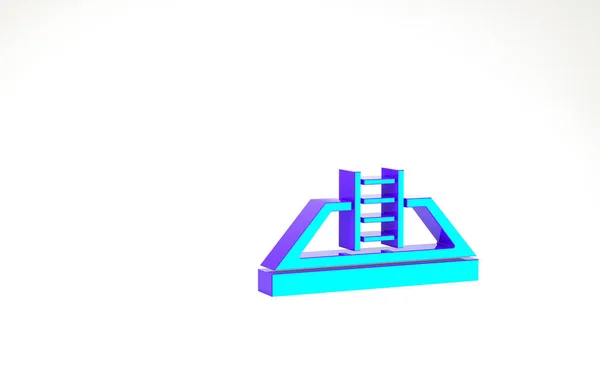 Turquoise Swimming Pool Ladder Icon Isolated White Background Minimalism Concept — Stock Photo, Image