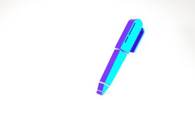 Turkuaz kalem simgesi beyaz arkaplanda izole edildi. Minimalizm kavramı. 3d illüstrasyon 3B canlandırma.
