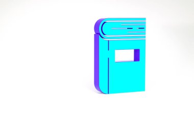Turkuaz Kitap simgesi beyaz arkaplanda izole edildi. Minimalizm kavramı. 3d illüstrasyon 3B canlandırma.
