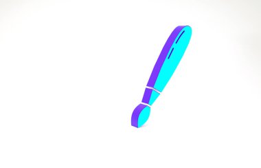 Turkuaz boya fırçası simgesi beyaz arkaplanda izole edildi. Minimalizm kavramı. 3d illüstrasyon 3B canlandırma.