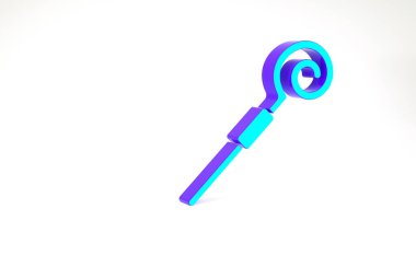 Turkuaz Yürüyen Çubuk simgesi beyaz arka planda izole edildi. Aziz Patrick gününüz kutlu olsun. Minimalizm kavramı. 3d illüstrasyon 3B canlandırma.