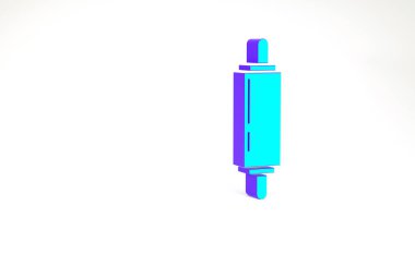 Turkuaz Rolling pin simgesi beyaz arkaplanda izole edildi. Minimalizm kavramı. 3d illüstrasyon 3B canlandırma.