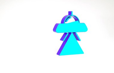 Turkuaz UFO uçan uzay gemisi simgesi beyaz arkaplanda izole edildi. Uçan daire. Uzaylı uzay gemisi. Gelecekteki bilinmeyen uçan nesne. Minimalizm kavramı. 3d illüstrasyon 3B canlandırma.