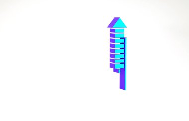 Turkuaz havai fişek ikonu beyaz arka planda izole edildi. Eğlence partisi anlayışı. Patlayıcı havai fişek sembolü. Minimalizm kavramı. 3d illüstrasyon 3B canlandırma.