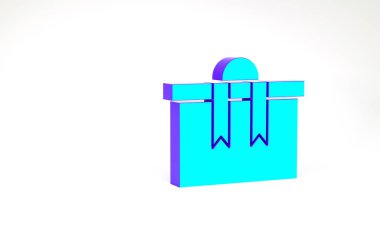 Turkuaz hediye kutusu simgesi beyaz arkaplanda izole edildi. Mutlu Noeller ve mutlu yıllar. Minimalizm kavramı. 3d illüstrasyon 3B canlandırma.