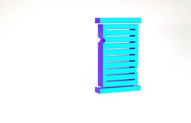 Turkuaz Noel dilek listesi şablonu beyaz arka planda izole edilmiş. Minimalizm kavramı. 3d illüstrasyon 3B canlandırma.