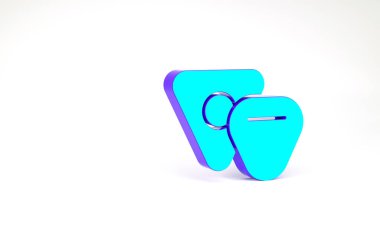 Turkuaz Gitar penası simgesi beyaz arkaplanda izole edildi. Müzik aleti. Minimalizm kavramı. 3d illüstrasyon 3B canlandırma.
