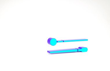 Turkuaz davul çubukları simgesi beyaz arkaplanda izole edildi. Müzik aleti. Minimalizm kavramı. 3d illüstrasyon 3B canlandırma.