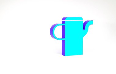 Turkuaz Sulama kutusu simgesi beyaz arkaplanda izole edildi. Sulama sembolü. Minimalizm kavramı. 3d illüstrasyon 3B canlandırma.