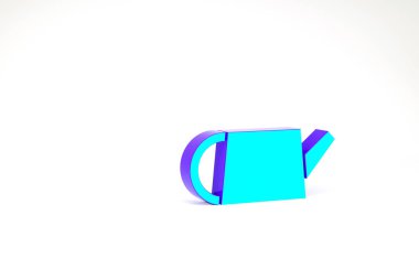 Turkuaz Sulama kutusu simgesi beyaz arkaplanda izole edildi. Sulama sembolü. Minimalizm kavramı. 3d illüstrasyon 3B canlandırma.