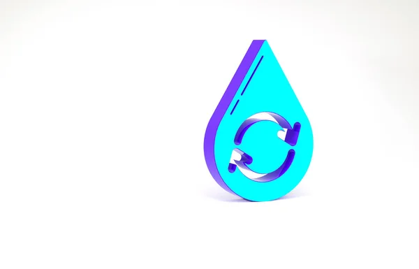 Türkis Recycle Clean Aqua Icon Isoliert Auf Weißem Hintergrund Wassertropfen — Stockfoto
