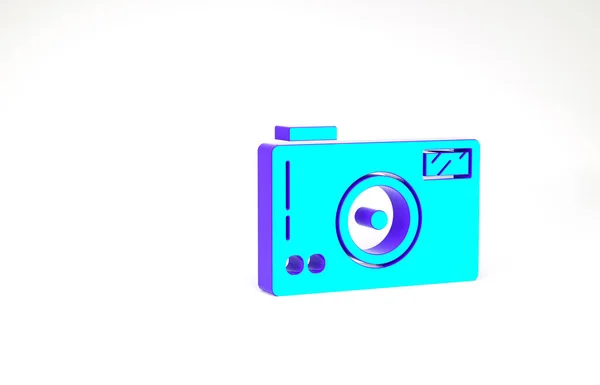 ターコイズ白い背景に隔離された写真カメラのアイコン カメラのアイコン 最小限の概念 3Dイラスト3Dレンダリング — ストック写真