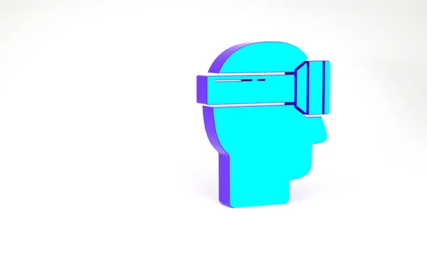 Turquoise Virtual Reality Glasses Icon Isolated White Background Stereoscopic Mask — Stock Photo, Image