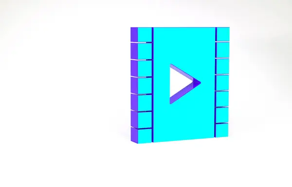 Turquoise Play Video Icoon Geïsoleerd Witte Achtergrond Filmstrip Met Speelbord — Stockfoto