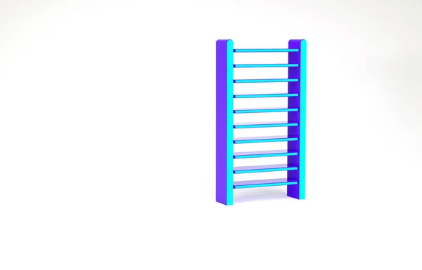 ターコイズ木製の階段アイコンの白い背景に隔離された 最小限の概念 3Dイラスト3Dレンダリング — ストック写真