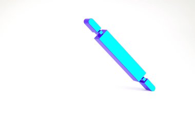 Turkuaz Rolling pin simgesi beyaz arkaplanda izole edildi. Minimalizm kavramı. 3d illüstrasyon 3B canlandırma.