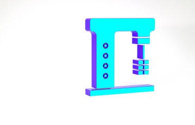 Turkuaz elektrik karıştırıcı simgesi beyaz arkaplanda izole edildi. Mutfak blenderi. Minimalizm kavramı. 3d illüstrasyon 3B canlandırma.