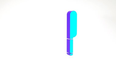 Turkuaz Bıçak simgesi beyaz arkaplanda izole edildi. Çatal bıçak sembolü. Minimalizm kavramı. 3d illüstrasyon 3B canlandırma.