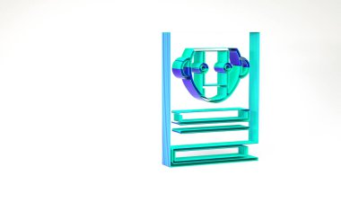 Turkuaz Kullanıcı elle simgesi beyaz arkaplanda izole edildi. Kullanıcı rehberi kitabı. Talimat işareti. Kullanmadan önce oku. Minimalizm kavramı. 3d illüstrasyon 3B canlandırma.