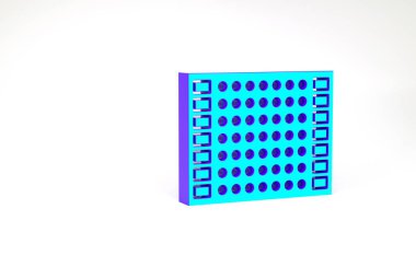 Turkuaz yazdırılmış PCB simgesi beyaz arkaplanda izole edildi. Minimalizm kavramı. 3d illüstrasyon 3B canlandırma.