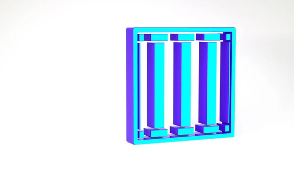 ターコイズ刑務所の窓のアイコンは白い背景に隔離されています 最小限の概念 3Dイラスト3Dレンダリング — ストック写真