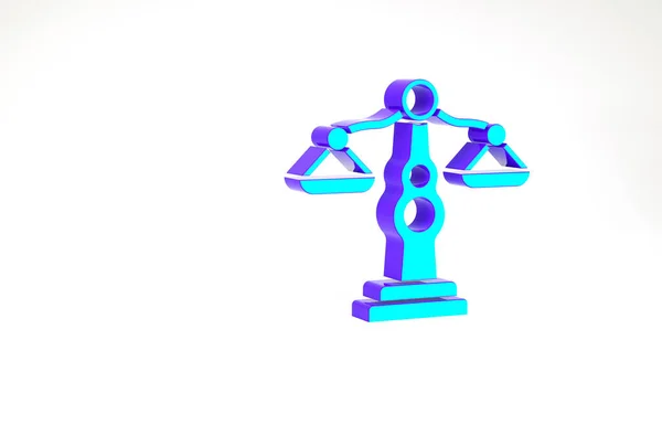 Turquoise Scales Justice Icon Isolated White Background Court Law Symbol — Stock Photo, Image