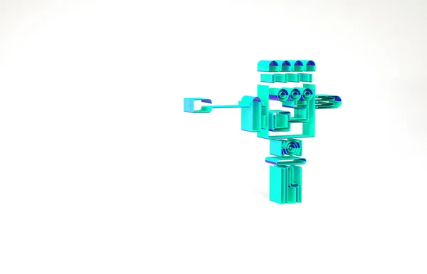 Turquoise Robot Mécanique Main Tournevis Icône Outil Isolé Sur Fond — Photo