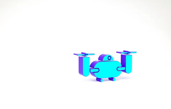 Turquoise Drone Volando Con Icono Cámara Vídeo Acción Aislado Sobre —  Fotos de Stock