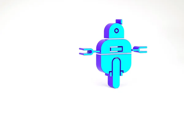 Turquoise Robot Icon Isolated White Background Minimalism Concept Illustration Render — Stock Photo, Image