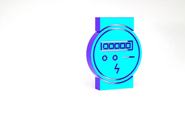 Icône Compteur Électrique Turquoise Isolée Sur Fond Blanc Concept Minimalisme — Photo