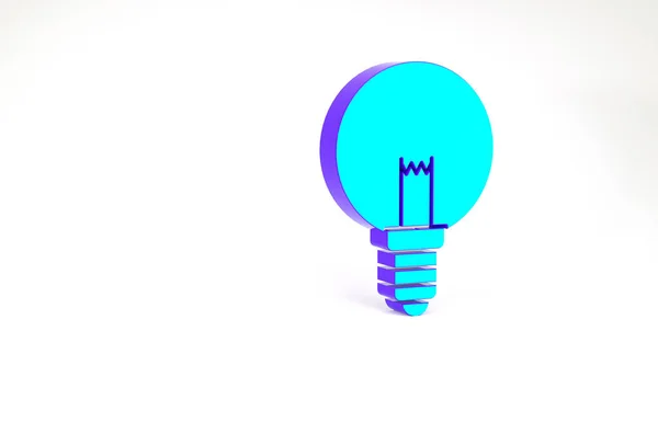 ターコイズ白色の背景にアイコンの概念と電球 エネルギーとアイデアのシンボル インスピレーションの概念 最小限の概念 3Dイラスト3Dレンダリング — ストック写真