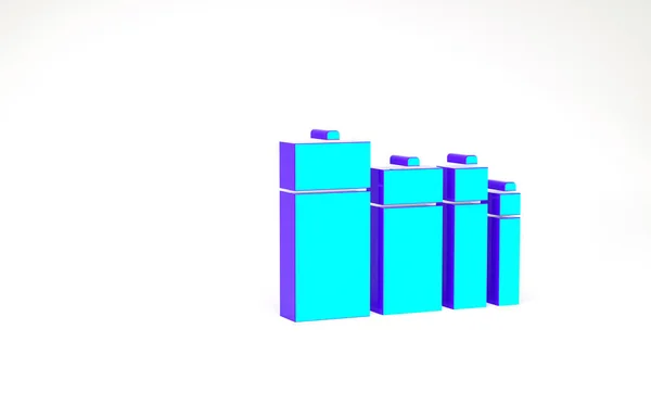绿松石电池图标孤立在白色背景 闪电的象征 最低纲领的概念 3D渲染3D插图 — 图库照片