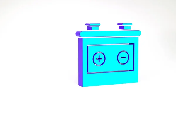 Türkises Autobatterie Symbol Isoliert Auf Weißem Hintergrund Akkubatterie Energie Und — Stockfoto