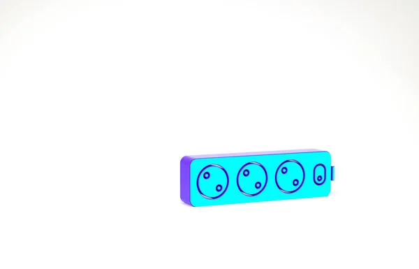 Turquoise Electric Extension Cord Icon Isolated White Background Power Plug — Stock Photo, Image