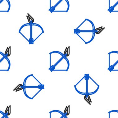 Yay ve ateş ok simgesi beyaz arkaplanda izole edilmiş kusursuz desen. Renkli taslak konsepti. Vektör.