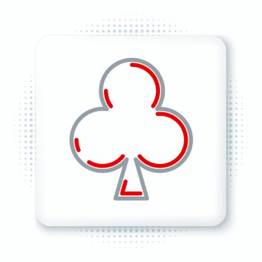 Beyaz zemin üzerinde kulüp sembolü olan satır oyunu kartı. Kumarhane kumarı. Renkli taslak konsepti. Vektör.