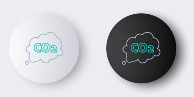 Bulut simgesindeki çizgi CO2 emisyonları gri arka planda izole edildi. Karbondioksit formülü sembolü, duman kirliliği konsepti, çevre konsepti. Renkli taslak konsepti. Vektör.