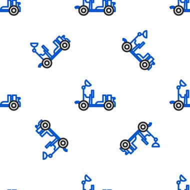 Mars Çizgisi Gezgin simgesi beyaz arka planda izole edilmiş kusursuz desen. Uzay aracı. Ay yürüyüşü işareti. Gezegen yüzeyini incelemek için bir cihaz. Renkli taslak konsepti. Vektör.