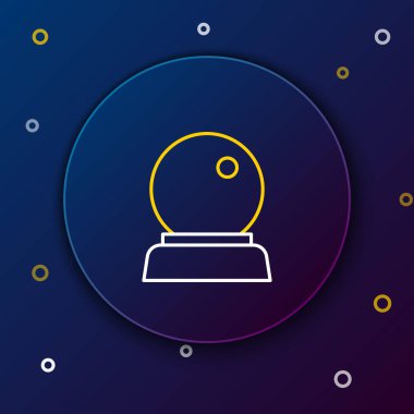 Çizgi Sihirli Top simgesi mavi arkaplanda izole edildi. Kristal küre. Renkli taslak konsepti. Vektör.