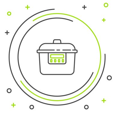 Line Slow Cooker simgesi beyaz arkaplanda izole edildi. Elektrikli tava. Renkli taslak konsepti. Vektör.