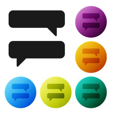 Beyaz arkaplanda siyah konuşma balonu sohbet simgesi izole edildi. İleti simgesi. İletişim ya da yorum sohbet sembolü. Simgeleri renk daire düğmelerine ayarla. Vektör İllüstrasyonu.