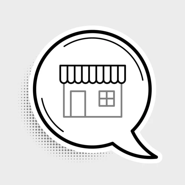 Line Shopping Gebouw Winkel Pictogram Geïsoleerd Grijze Achtergrond Winkel Bouw — Stockvector