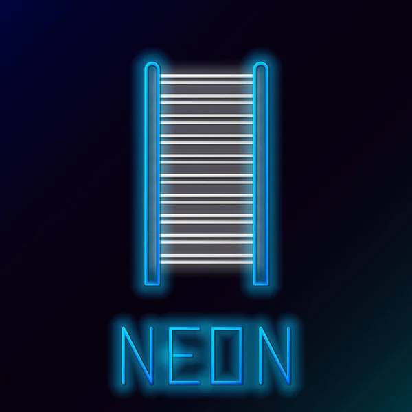 Gloeiende Neon Lijn Houten Trappenhuis Pictogram Geïsoleerd Zwarte Achtergrond Kleurrijk — Stockvector