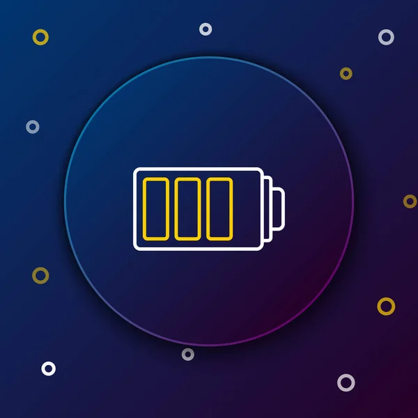 线路电池充电电平指示器图标隔离在蓝色背景上 五彩缤纷的概念 — 图库矢量图片