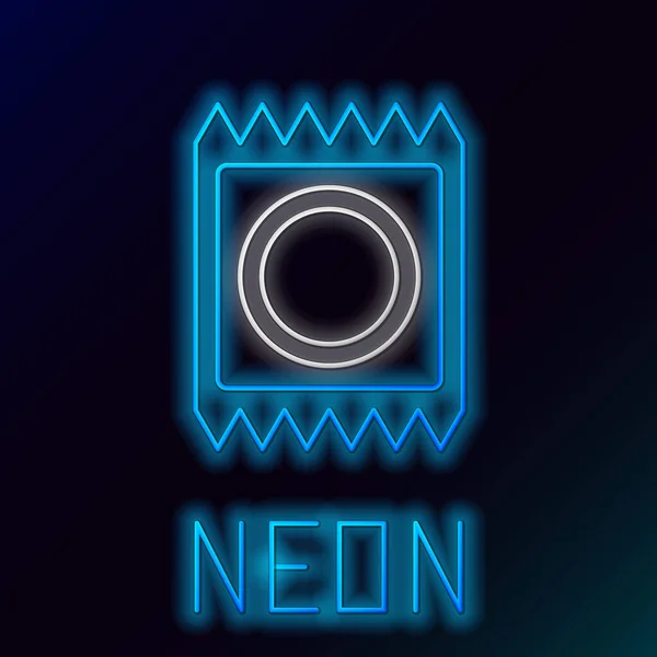 Ragyogó Neon Vonal Óvszer Csomag Ikon Elszigetelt Fekete Háttér Biztonságos — Stock Vector