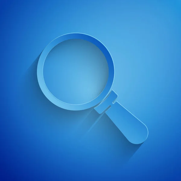 Paper Cut Magnifying Glass Icon Isolated Blue Background Search Focus — Stock Vector