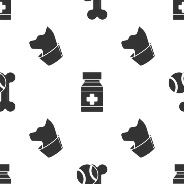Set Pet Mainan Karet Tulang Dan Bola Dog Obat Botol - Stok Vektor