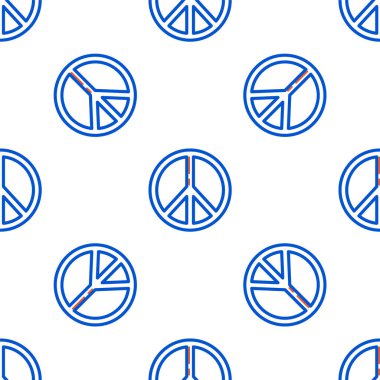 Çizgi Barış simgesi beyaz arka planda kusursuz desen izole etti. Hippi barış sembolü. Renkli taslak konsepti. Vektör.