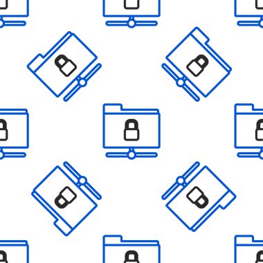 FTP dizini ve kilit simgesi beyaz arkaplanda izole edilmiş. Yazılım güncellemesi kavramı. Güvenlik, güvenlik, koruma kavramı. Renkli taslak konsepti. Vektör.