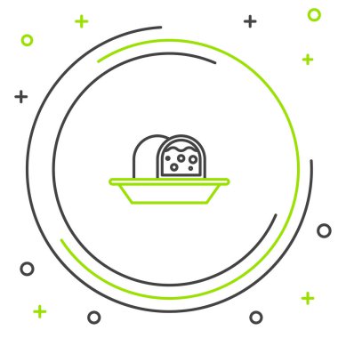 Beyaz arkaplanda izole edilmiş Marzipan sünger kek ikonu. Mutlu Noeller ve mutlu yıllar. Renkli taslak konsepti. Vektör.